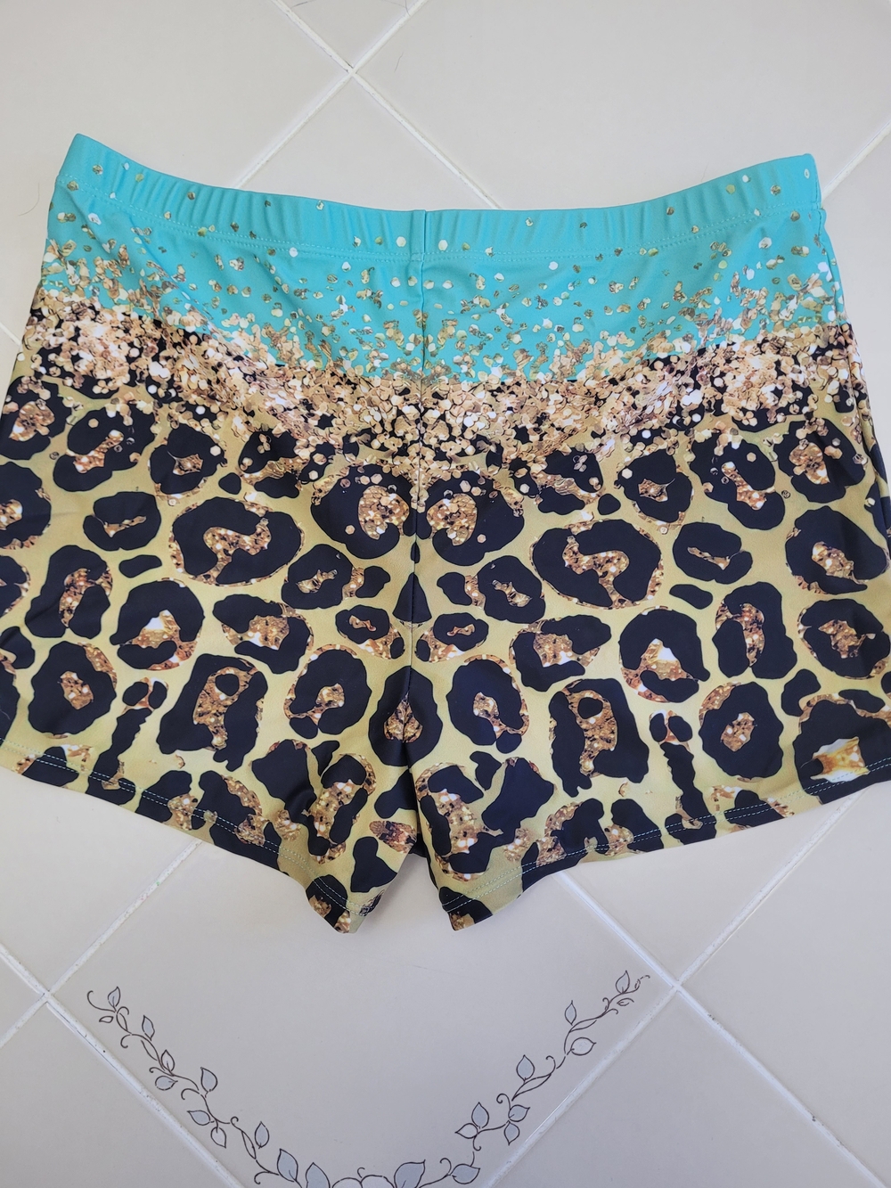 Women’s Aqua Leopard Print Bathing Suit Bottoms